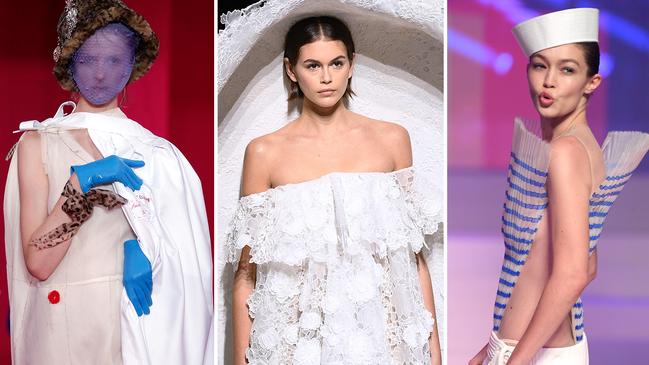 Face masks, surgical globes and no bras were trending at Paris haute couture fashion week. Pictures: AFP, Getty Images