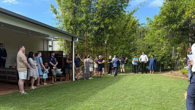 A crowd of around thirty people witnessed the auction for a more affordable home in the competitive suburb.