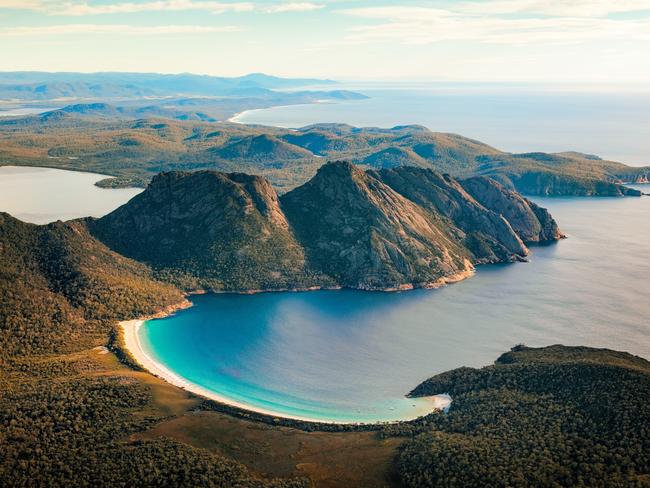 Photos by Tasmanian photographer Luke Tscharke.  Wineglass Bay from the air. For TasWeekend. Instagram: @tscharke @beautyoftasmaniaMERCURY SPECIAL. MUST CREDIT 'LUKE TSCHARKE' ONE TIME USE. NO ONPASS OR ONSELL.