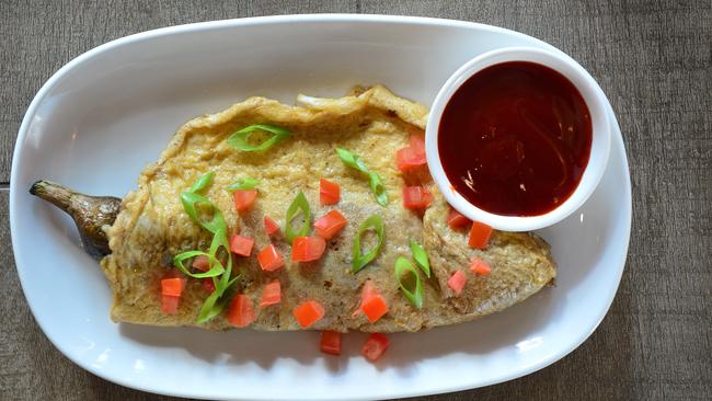 Grilled eggplant omelette. Picture: Nicki Connolly