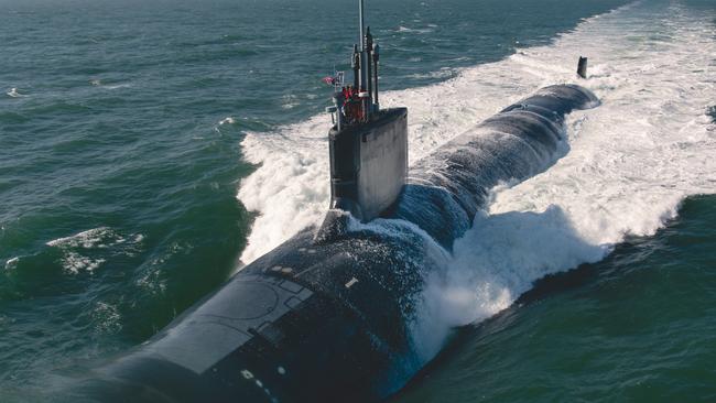 ATLANTIC OCEAN (Feb. 1, 2022) The future Virginia-class attack submarine Montana (SSN 794) conducts initial sea trials Feb. 1, 2022 in the Atlantic Ocean. Montana is the 10th Virginia-class submarine. (U.S. Navy photo courtesy of HII by Ashley Cowan)