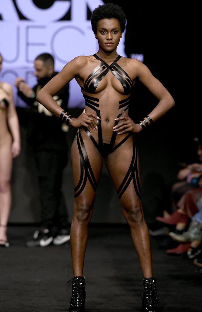 The controversial swimwear choice first appeared at the prestigious fashion event in 2017. Picture: Arun Nevader/Getty Images for Art Hearts Fashion