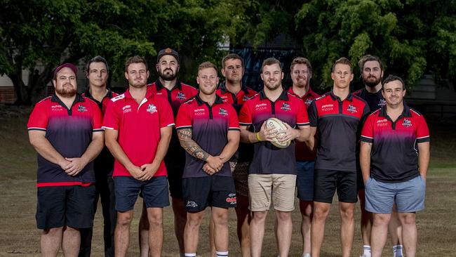 Griffith University-College Knights team of the decade reunion photo. Picture: Jerad Williams