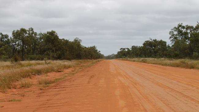 A blood-red sand track typical of Outback roads­. Picture: Kirsten Due