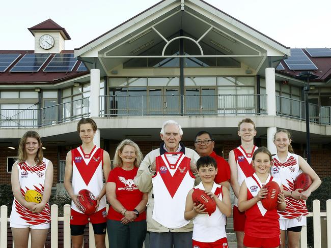The Newtown Swans have also experienced huge growth. Here they are pictured with cricket legend Alan Davidson. Picture: John Appleyard.