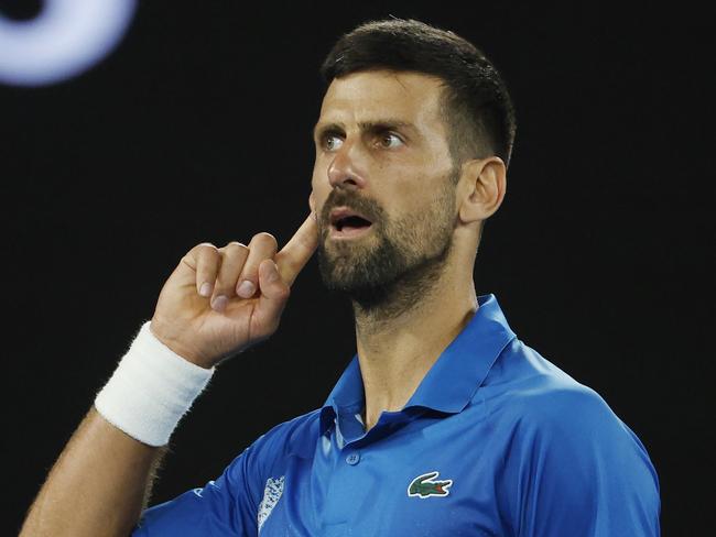 NCA. MELBOURNE, AUSTRALIA. 19th January 2025.   Day 8 Australian Open Tennis at Melbourne Park.   Novak Djokovic vs Jiri Lehecka on Rod Laver Arena.  Novak Djokovic during his 4th round match against  Jiri Lehecka  .  Picture: Michael Klein