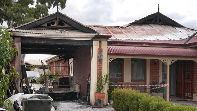 The fire started in the carport and quickly engulfed the entire house. Picture: Dean Martin