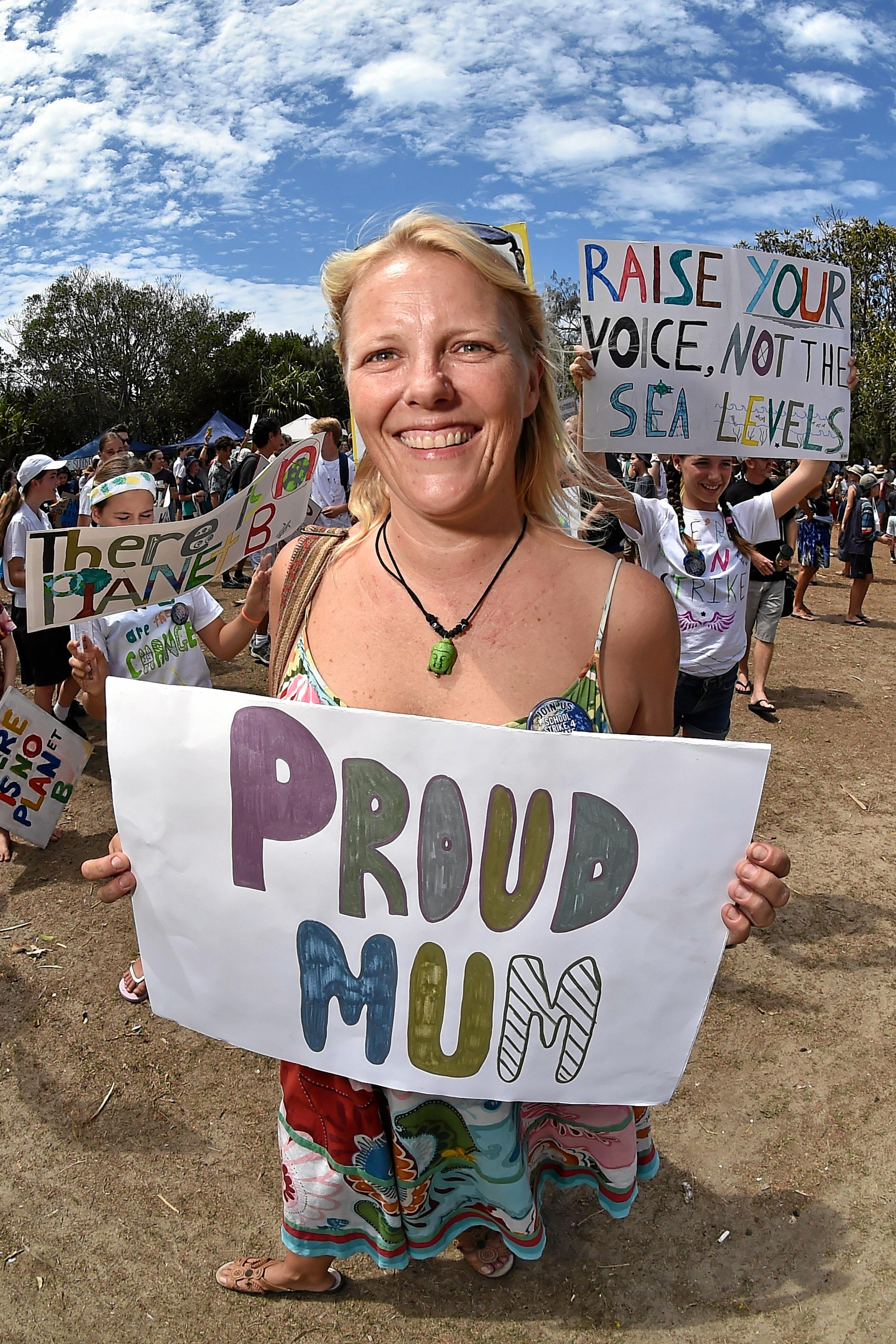 School students and community members gather at Peregain Beach to tell our politicians to take all them seriously and start treating climate change for what it is: a crisis and the biggest threat to our generation and gererations to come. Jenny Oakley. Picture: Patrick Woods