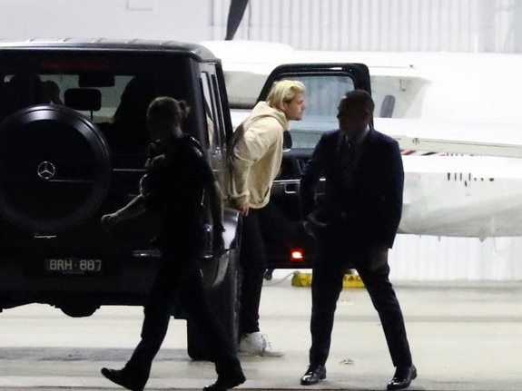 Shane Warne’s son, Jackson, arrives at Essendon Airport. Picture: Matrix