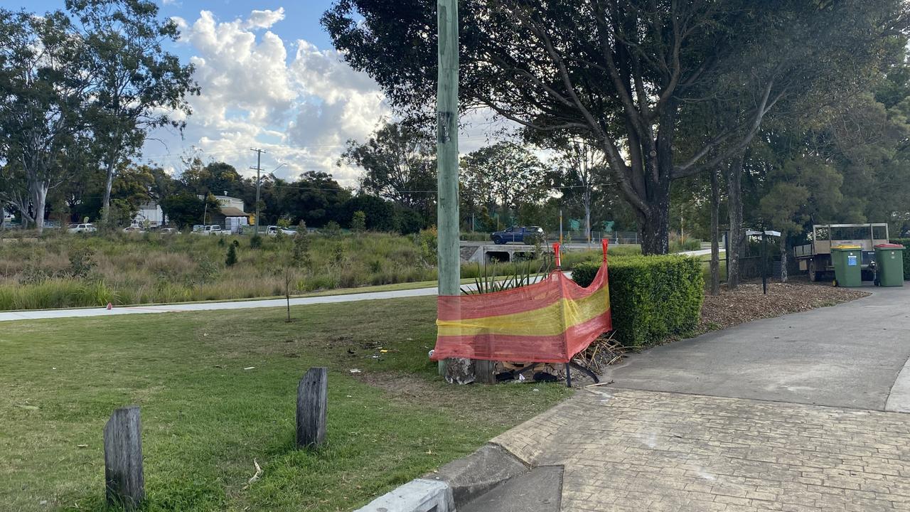 Police will allege a 2009 blue Hyundai Getz was travelling west along Cascade St on Tuesday, September 6 when it left the road, striking a power pole and coming to rest in a driveway. Picture: Jessica Baker