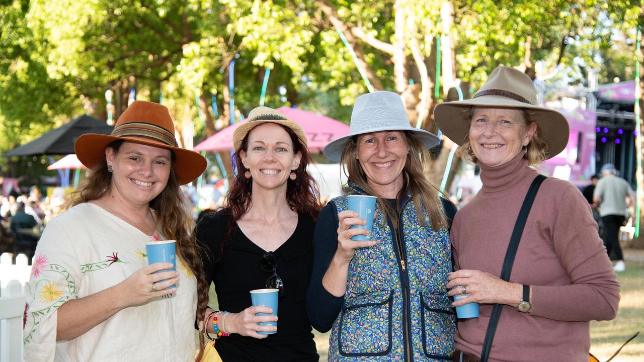 Erin Davis (left), Brooke Arnolda, Emily Birnie and Allyson Mutch at the Toowoomba Carnival of Flowers Festival of Food and Wine, Sunday, September 15, 2024. Picture: Bev Lacey