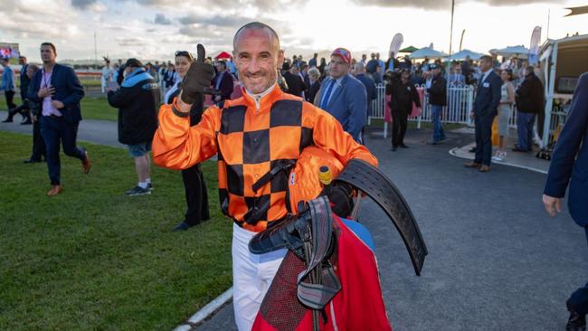 THE BOSS: Jockey Glen Boss walks back to scale after winning this year's Coffs Harbour Gold Cup on Love Shack baby.