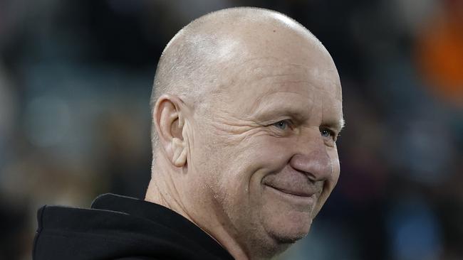CANBERRA, AUSTRALIA - JUNE 07: Coach of Port Adelaide, Ken Hinkley looks on before the round 13 AFL match between Greater Western Sydney Giants and Port Adelaide Power at Manuka Oval, on June 07, 2025, in Canberra, Australia. (Photo by Darrian Traynor/Getty Images)