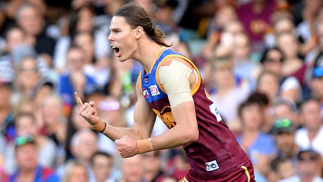 Eric Hipwood kicked six goals in Brisbane’s win.