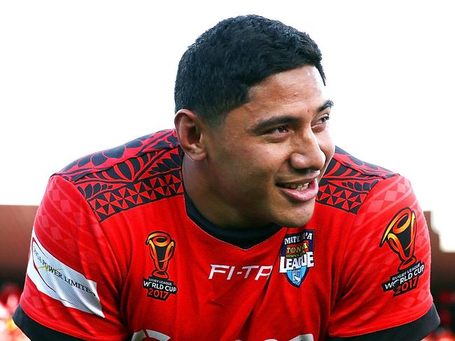 HAMILTON, NEW ZEALAND - NOVEMBER 11:  Jason Taumalolo of Tonga during the 2017 Rugby League World Cup match between the New Zealand Kiwis and Tonga at Waikato Stadium on November 11, 2017 in Hamilton, New Zealand.  (Photo by Renee McKay/Getty Images)