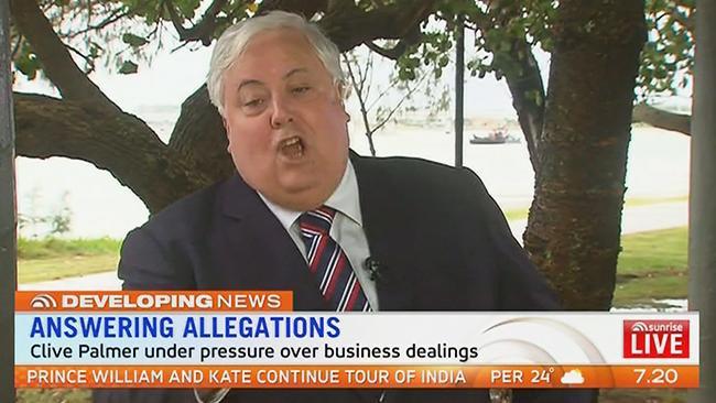 Clive Palmer blows up at Kochie on Sunrise