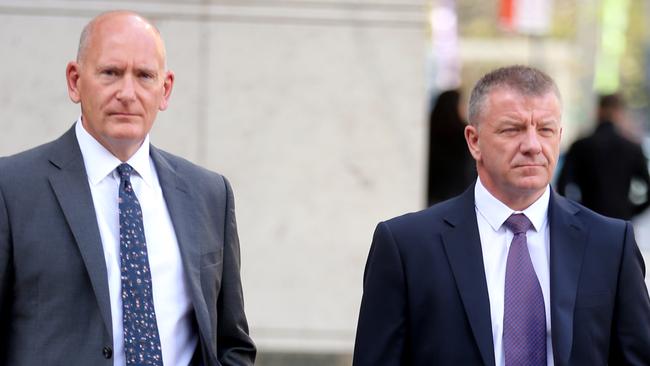 British terrorism experts — Deputy Chief Constable Simon Chesterman and Inspector Nigel Kefford — outside the Lindt inquest today. Picture: John Grainger