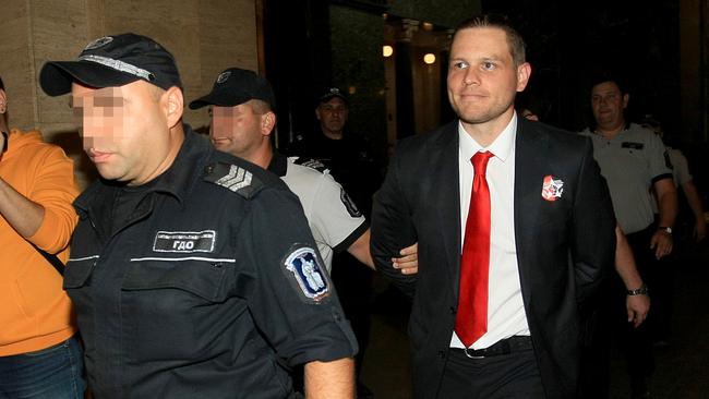 Jock Palfreeman, now 32, appears in court in Sofia, Bulgaria to apply for parole. Picture: Supplied.