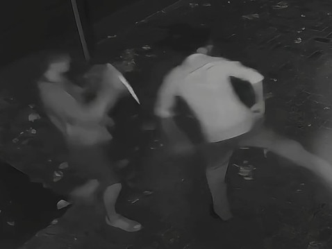 CCTV of Dominic Lagudi stabbing two chefs in Devonshire Lane at Newcastle on January 19, 2023. Picture: Supplied