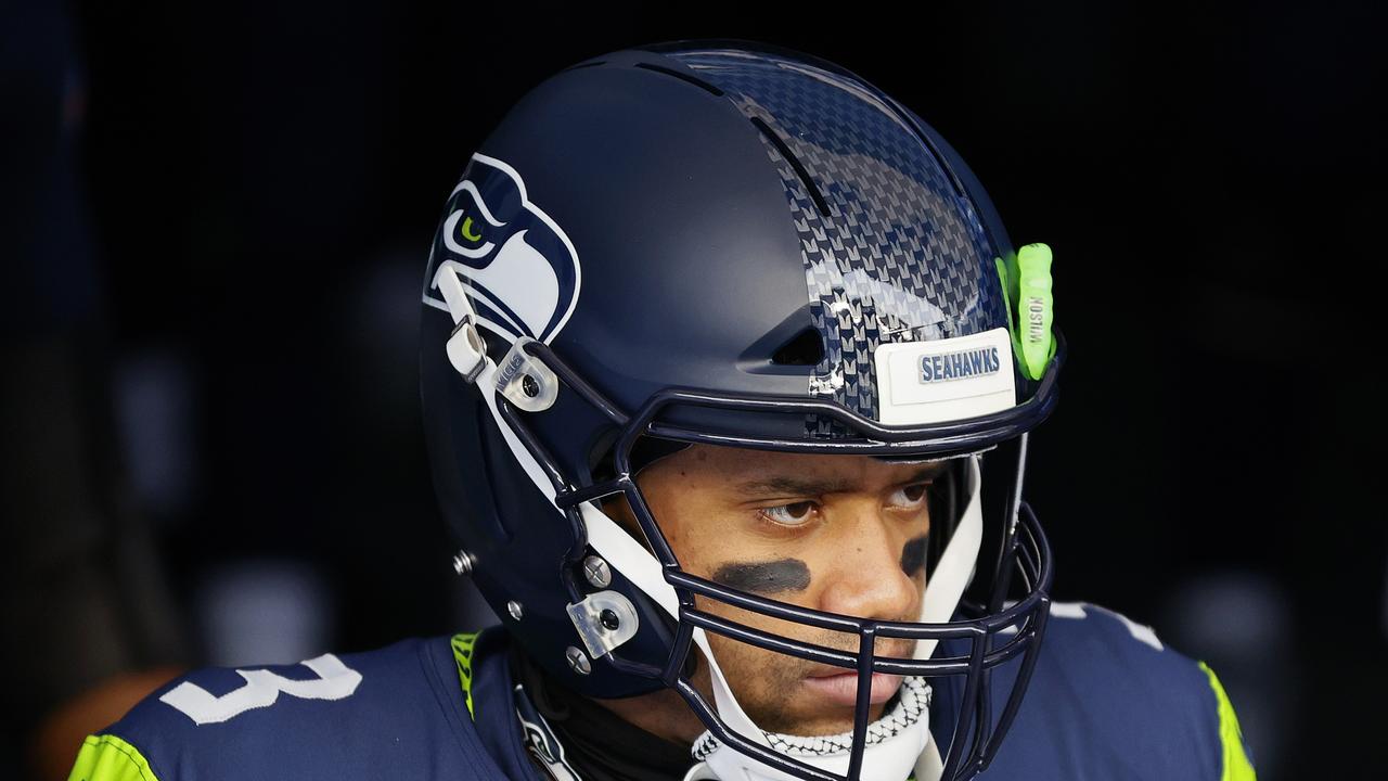 SEATTLE, WASHINGTON - JANUARY 09: Russell Wilson #3 of the Seattle Seahawks looks on before the game against the Los Angeles Rams in an NFC Wild Card game at Lumen Field on January 09, 2021 in Seattle, Washington. (Photo by Steph Chambers/Getty Images)
