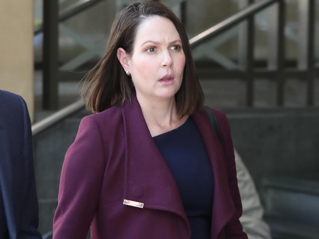 TV journalist Natasha Exelby leaves the Melbourne Magistrate Court after her drink driving case. Picture: Herald Sun