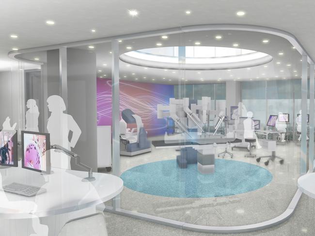 An artist's impression of the robotic surgery simulators in the new Australian Medical Robotics Academy.