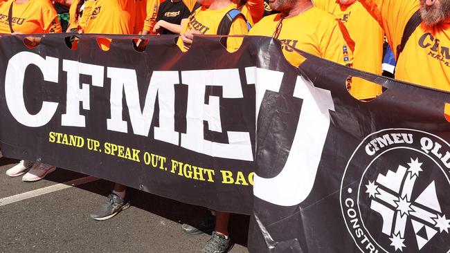 CFMEU at the Brisbane Labour Day March. Picture: Liam Kidston