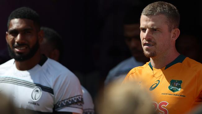 Nick Malouf (R) the captain of Australia. (Photo by Luke Walker/Getty Images)