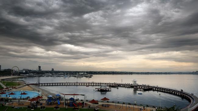 The storm rolls into Geelong. Picture: Mark Wilson