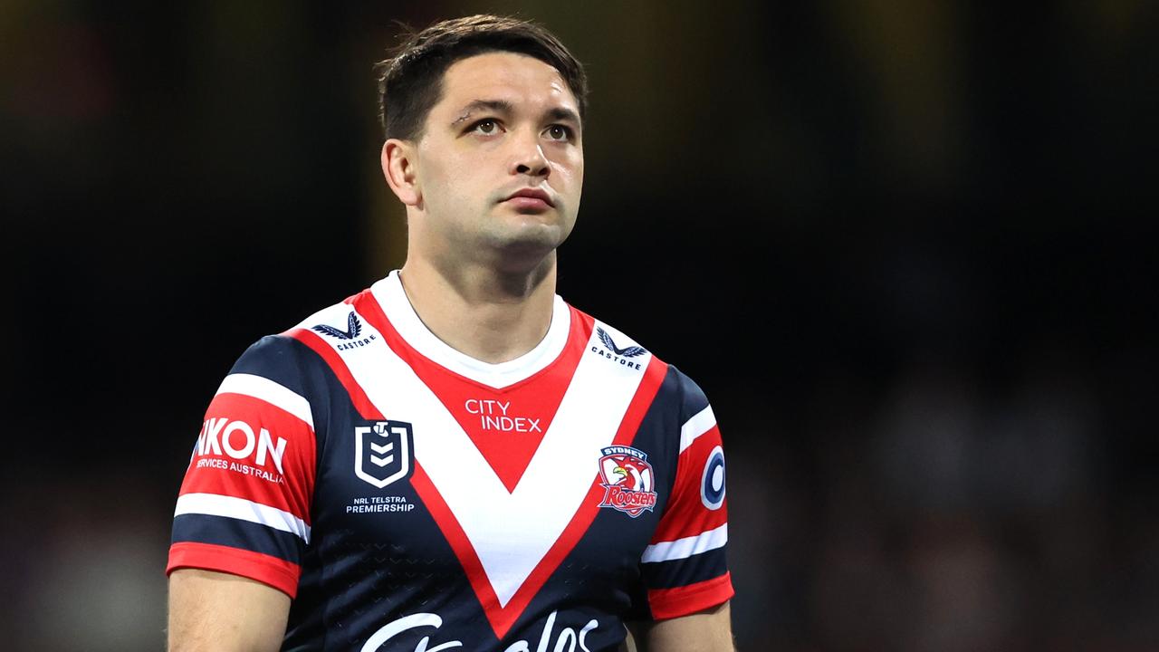 SYDNEY, AUSTRALIA - JULY 15: Brandon Smith of the Roosters looks on prior to the round 20 NRL match between Sydney Roosters and Melbourne Storm at Sydney Cricket Ground on July 15, 2023 in Sydney, Australia. (Photo by Jeremy Ng/Getty Images)