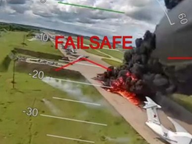 A screen grab from the new footage shows the drone attack. Picture: Ukrainian Security Service