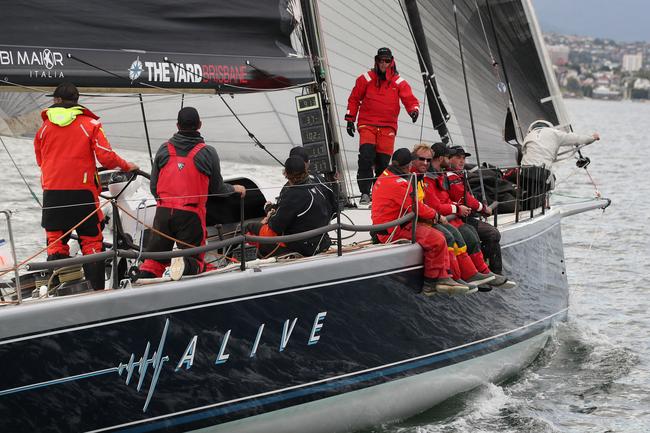 Alive claims line honours in the 2020 Launceston to Hobart yacht race. Picture: Zak Simmonds