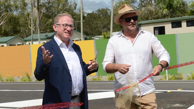 Nationals MLC Ben Franklin and then-mayor Simon Richardson at the opening of the Byron Bay Bypass on Saturday, February 27, 2021. Picture: Liana Boss