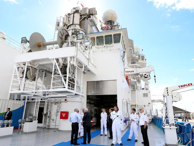 On the deck of the new CSIRO research vessel. Picture: NIKKI DAVIS-JONES