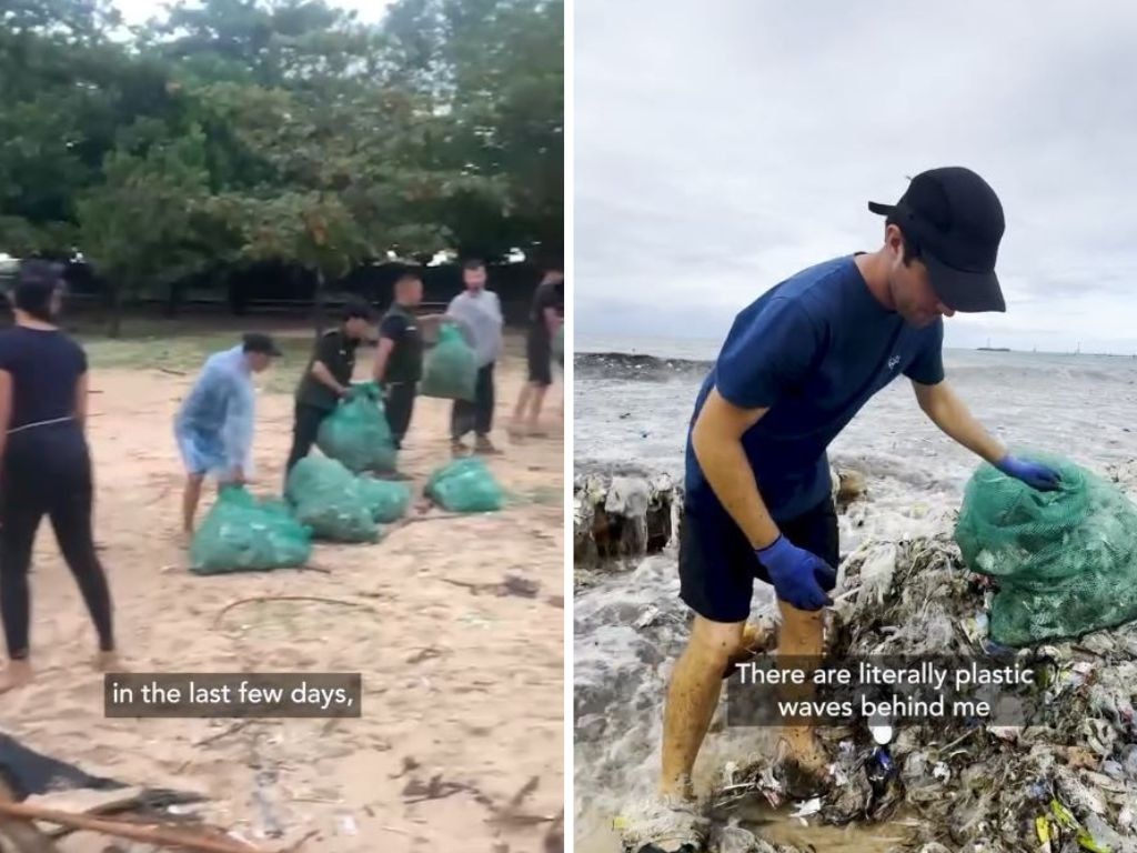 More than 100 volunteers help clean-up at Kendonganan Beach. Picture: Instagram