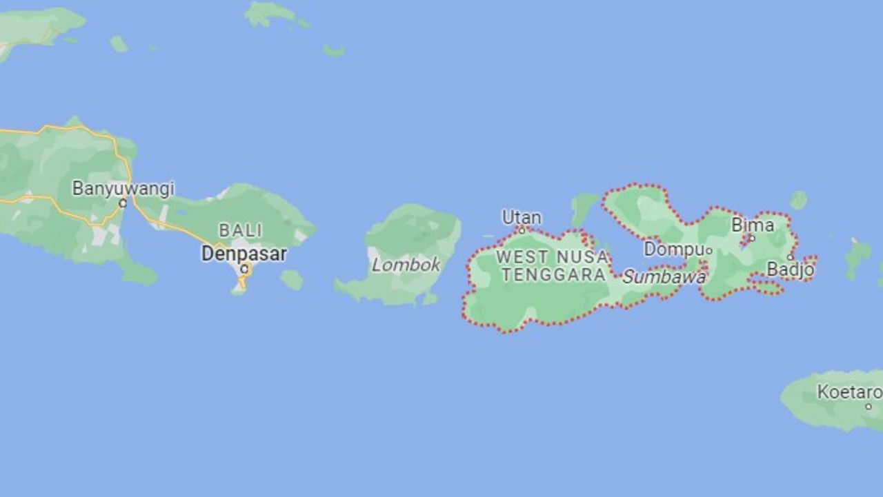 The island of Sumbawa is 200 kilometres east of Bali. Picture: Google Maps