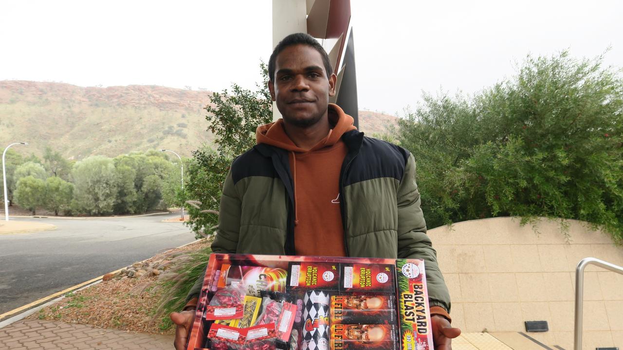 Kazmin Moketarinja and his fireworks purchase. Picture: Gera Kazakov.