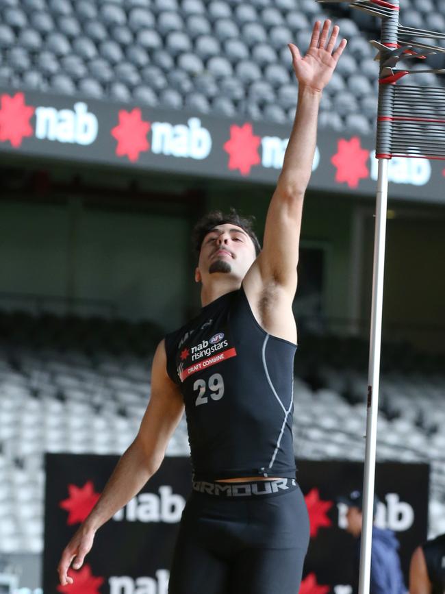 Izak Rankine from West Adelaide during the 2018 AFL Draft Combine at Marvel Stadium. Picture: AAP Image/David Crosling