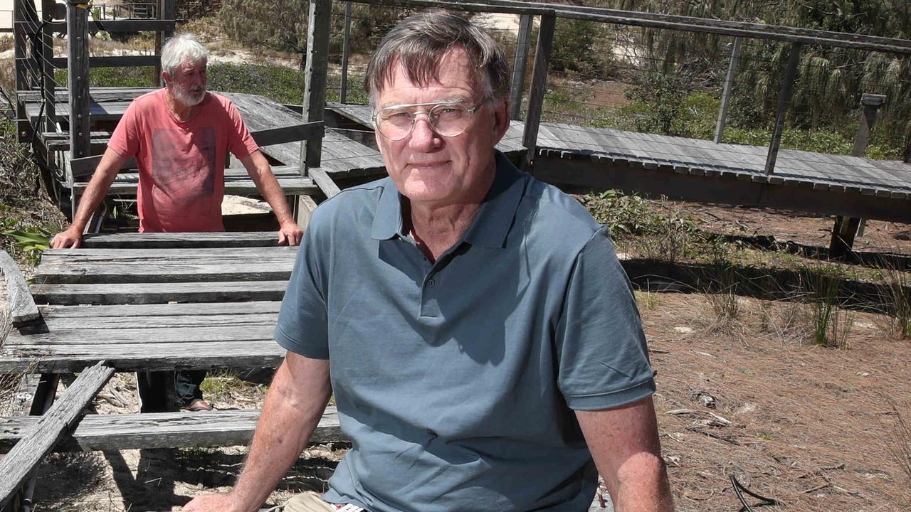 Couran Cove Eco Body Corporate chairman David Bowden (right) and resident Mark Pitt. Picture: Glenn Hampson.