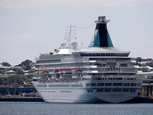 MV Artania moored at Fremantle Port on Monday. Picture: Colin Murty