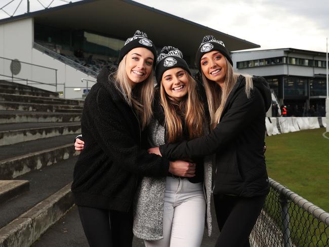 Glenorchy TSLW players and family members, from left, Elise, Brie and Hollie Barwick at the game between Glenorchy and Launceston. Picture: NIKKI DAVIS-JONES