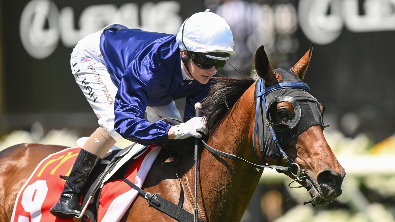 Jamie Kah on The Map, who could be her ride in the Melbourne Cup this year. Picture: Morgan Hancock/Racing Photos via Getty Images