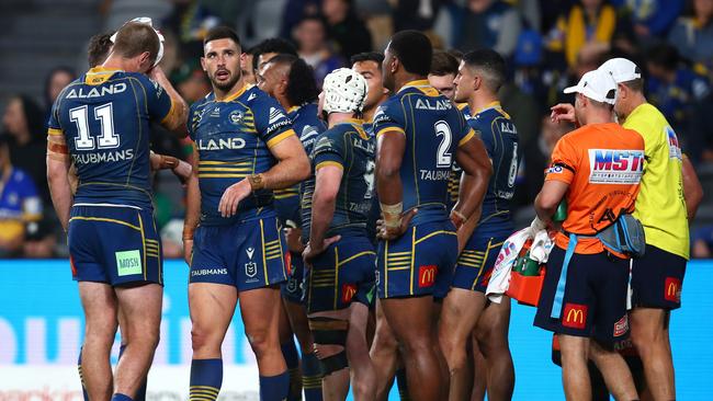 The Eels were rattled by the Rabbitohs and copped it from their coach. Picture: Jason McCawley/Getty Images