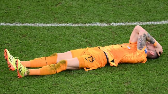 Weghorst for the Netherlands after their shootout loss. (Photo by FRANCK FIFE / AFP)