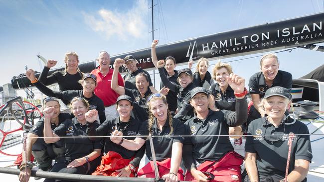 The crew of Wild Oats X after finishing the Sydney to Hobart. PICTURE CHRIS KIDD