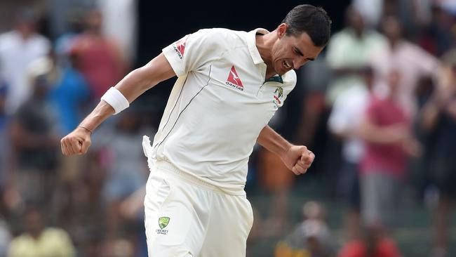 Mitchell Starc is pumped for his little brother. Picture: AFP