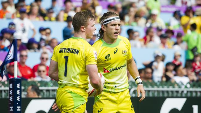 Henry Hutchison and Tom Lucas of Australia at Hong Kong Stadium.