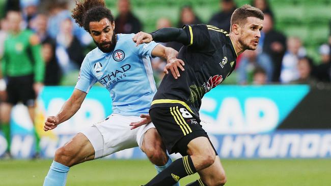 Dario Vidosic playing for Wellington against the club he would later join, Melbourne City. Picture: Getty Images