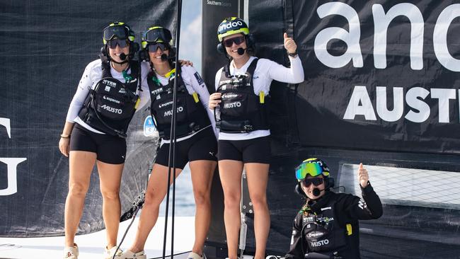 The Australian crew at the America's Cup. Picture: Supplid: Nic Douiglass @sailorgirlhq