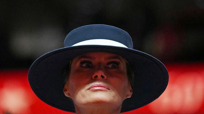 US First Lady Melania Trump looks on during the inaugural parade. Picture: AFP